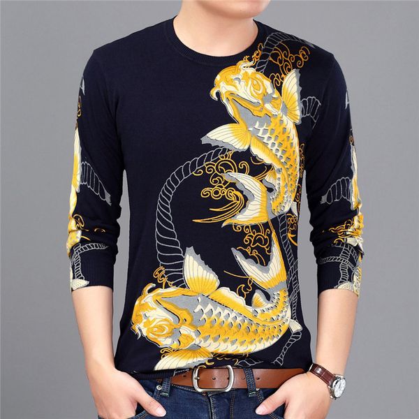 2020 spring animal printed sweater mens chompas hombre fish print sweater mens fashion pullover erkek kazak slim fit pull homme, White;black
2020 spring animal printed sweater mens chompas hombre fish print sweater mens fashion pullover erkek kazak slim fit pull homme, White;black