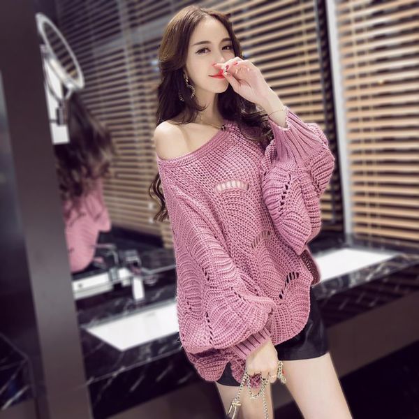 elegant slash neck pullover knitted sweater women solid hollow out bat sleeve sweater female loose party club jumper, White;black
elegant slash neck pullover knitted sweater women solid hollow out bat sleeve sweater female loose party club jumper, White;black