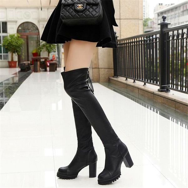 2019 autumn and winter over the knee long zipper slip solid color elastic high heel knight women's boots, Black
2019 autumn and winter over the knee long zipper slip solid color elastic high heel knight women's boots, Black