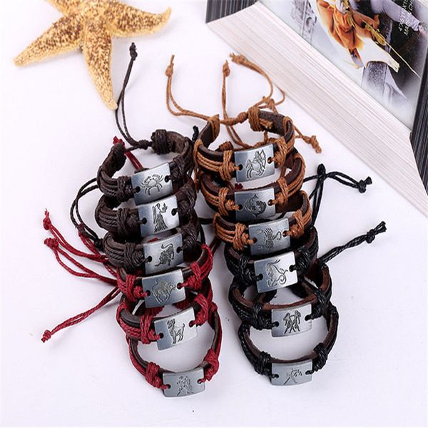 2019 new 12 constellation alloy charm bracelets & bangles fit european 4 color cowhide genuine leather rope women men diy brand jewelry gift, Golden;silver
2019 new 12 constellation alloy charm bracelets & bangles fit european 4 color cowhide genuine leather rope women men diy brand jewelry gift, Golden;silver
