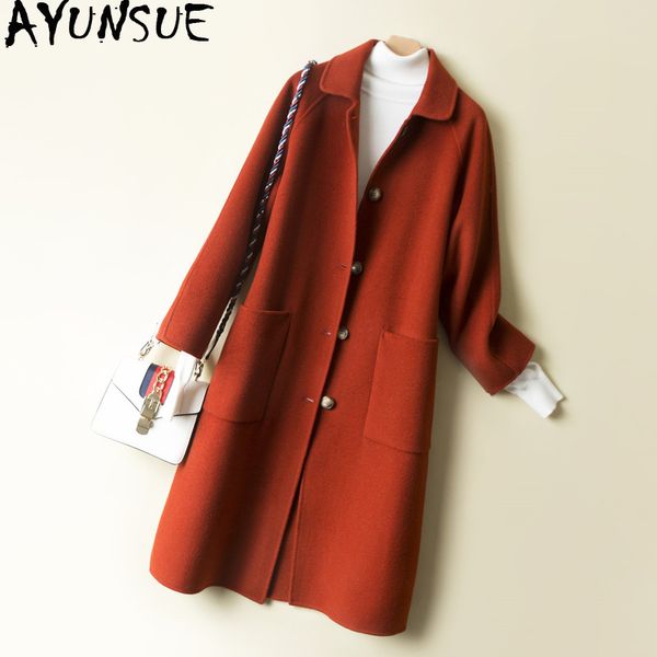 ayunsue 2019 new 100% wool coat women autumn winter double-sided long jacket overcoat abrigos mujer elegante 7616 kj2872, Black
ayunsue 2019 new 100% wool coat women autumn winter double-sided long jacket overcoat abrigos mujer elegante 7616 kj2872, Black