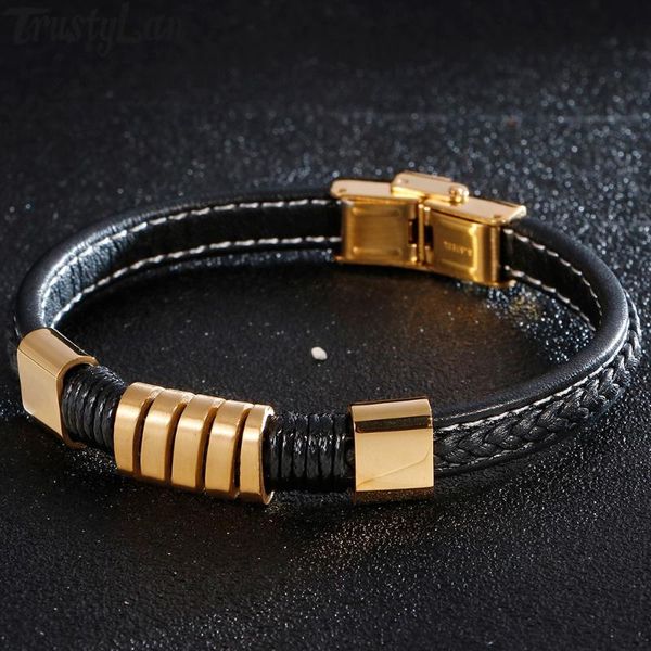 8mm adjustable braided leather bracelet men fashion gold color stainless steel with mens wrap bracelets 2019 gift for boyfriend, Golden;silver
8mm adjustable braided leather bracelet men fashion gold color stainless steel with mens wrap bracelets 2019 gift for boyfriend, Golden;silver
