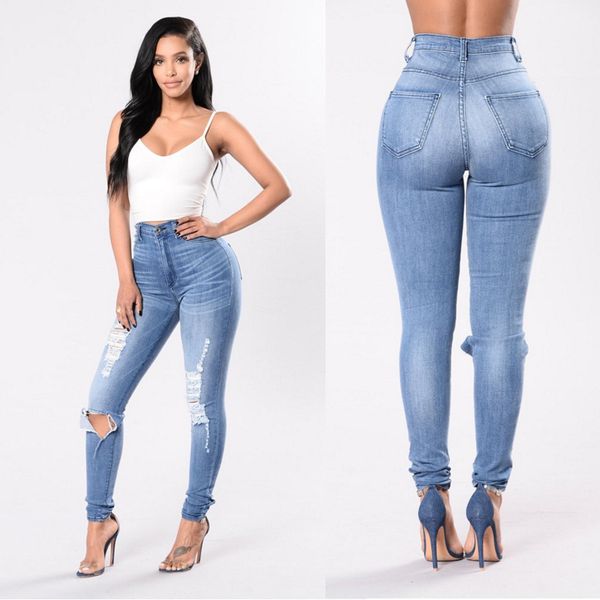 europe and america north america south export elasticity cotton with holes jeans boyfriend pencil foreign trade skinny p, Blue
europe and america north america south export elasticity cotton with holes jeans boyfriend pencil foreign trade skinny p, Blue