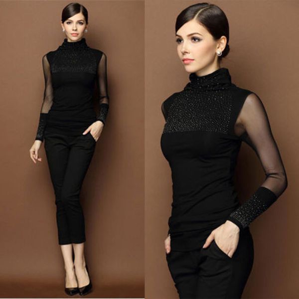 women's long sleeve knitted cardigan slim black lace sequined turtleneck sweater outwear casual sweater, White;black
women's long sleeve knitted cardigan slim black lace sequined turtleneck sweater outwear casual sweater, White;black