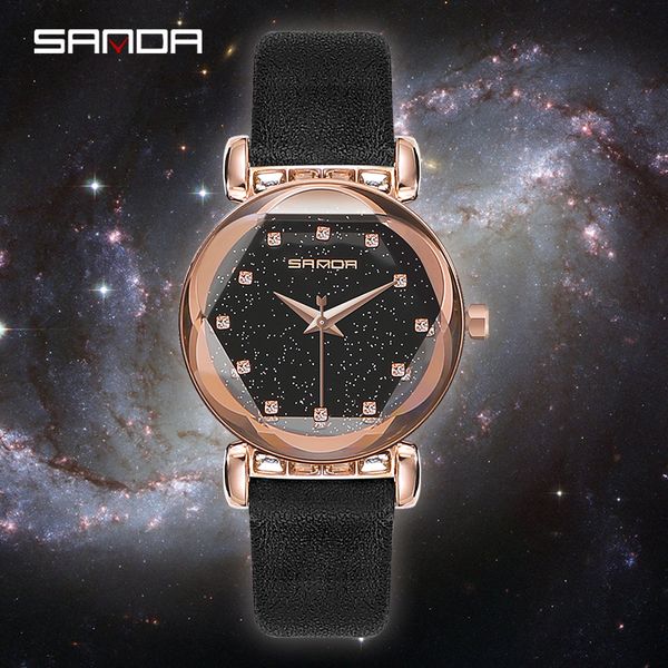 sanda fashion crystal ladies leather strap watches women petal star cut mirror wristwatch round mujer relojes with star dial, Slivery;brown
sanda fashion crystal ladies leather strap watches women petal star cut mirror wristwatch round mujer relojes with star dial, Slivery;brown