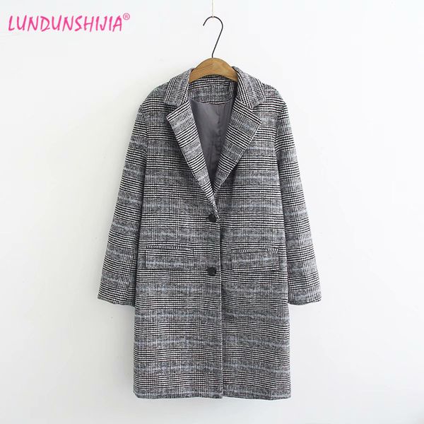 lundunshijia 2018 new arrival autumn winter turn-down collar plaid coat long style outwear wool blends plus size -4xl, Black
lundunshijia 2018 new arrival autumn winter turn-down collar plaid coat long style outwear wool blends plus size -4xl, Black