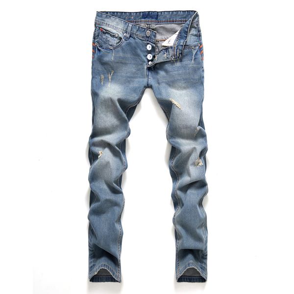 cross border men's wear europe and america men button with holes jeans slim fit trousers retro light blue men's straight-leg pan
cross border men's wear europe and america men button with holes jeans slim fit trousers retro light blue men's straight-leg pan