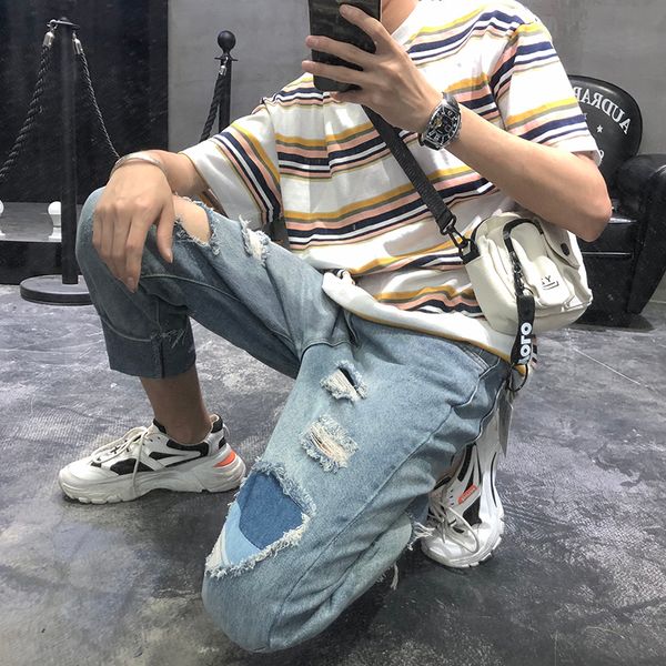nice autumn tide boy japanese youth hole loose thin section harlan nine points old student casual jeans, Blue
nice autumn tide boy japanese youth hole loose thin section harlan nine points old student casual jeans, Blue