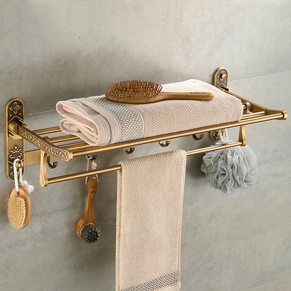 nail foldable antique brass bath towel rack active bathroom towel holder double shelf with hooks bathroom accessories
nail foldable antique brass bath towel rack active bathroom towel holder double shelf with hooks bathroom accessories