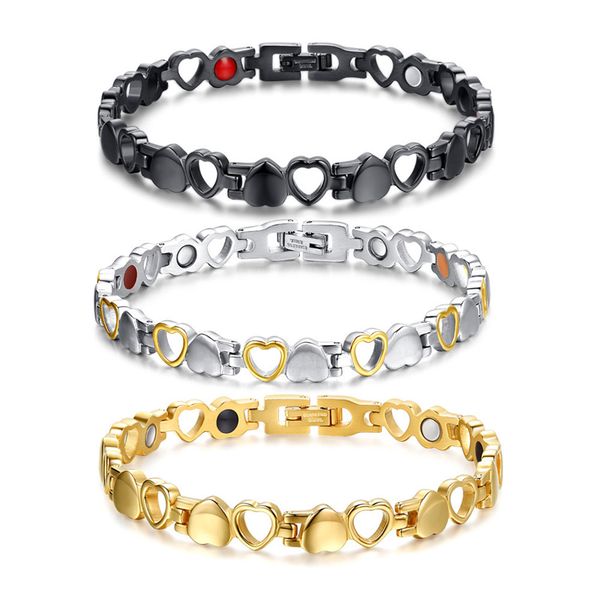 fashion healthy energy bracelet hearted design health care magnetic gold bracelet hand chain for women for girls women jewelry, Black
fashion healthy energy bracelet hearted design health care magnetic gold bracelet hand chain for women for girls women jewelry, Black
