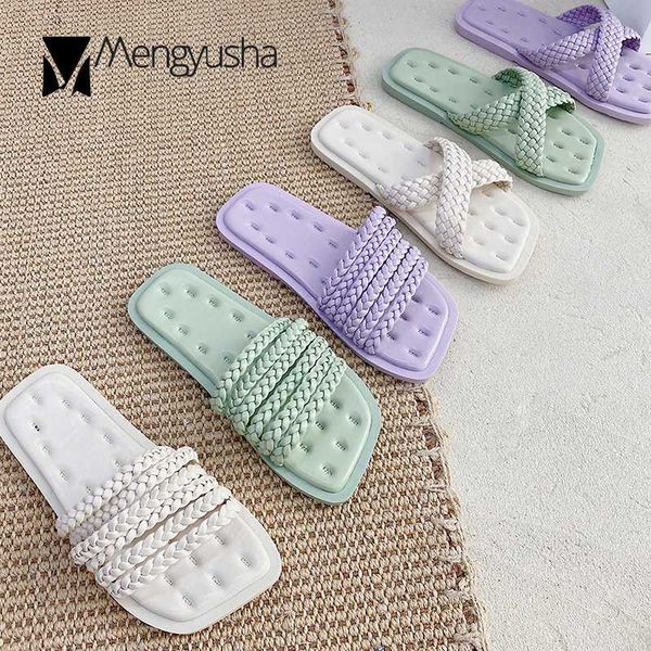 sandals handmade knitted square toe women soft bottom open slippers sweet solid cross band weave flats sandalias mujer 2021, Black
sandals handmade knitted square toe women soft bottom open slippers sweet solid cross band weave flats sandalias mujer 2021, Black
