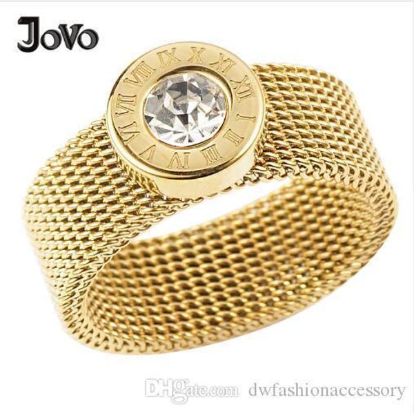 fashion roman number crystal round rings gold color stainless steel mesh chain ring for women jewelry bijoux anel feminino, Silver
fashion roman number crystal round rings gold color stainless steel mesh chain ring for women jewelry bijoux anel feminino, Silver