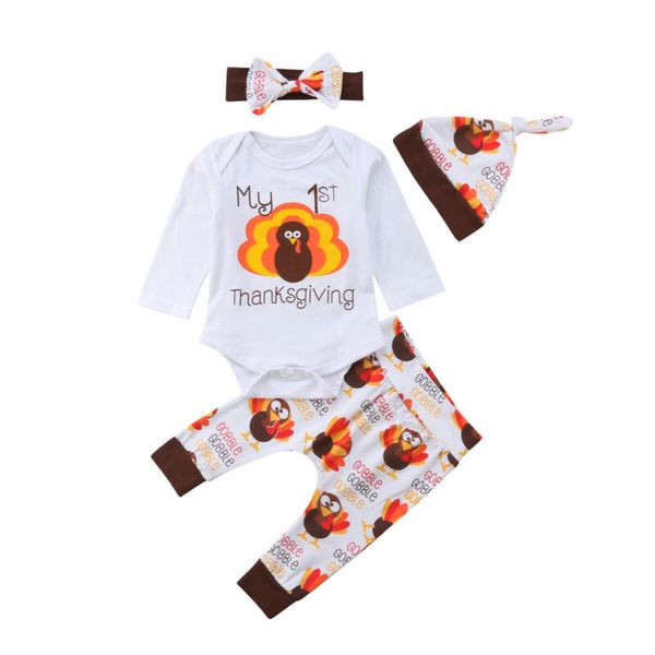 0-24m newborn clothes my 1st thanksgiving baby boy girl turkey long sleeve letter print romper + pants + hat + headband
0-24m newborn clothes my 1st thanksgiving baby boy girl turkey long sleeve letter print romper + pants + hat + headband
