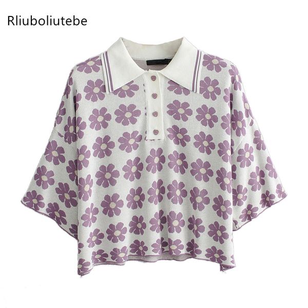floral knit blouse women turn down collar short sleeve retro short knitted blouse drop shoulder casual summer autumn blusas, White
floral knit blouse women turn down collar short sleeve retro short knitted blouse drop shoulder casual summer autumn blusas, White