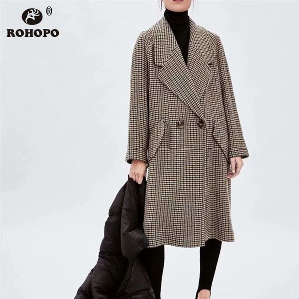 rohopo big lapel collar houndstooth thick winter spring blend coat side flaps pockets loose straight ladies overcoat #9106, Black
rohopo big lapel collar houndstooth thick winter spring blend coat side flaps pockets loose straight ladies overcoat #9106, Black
