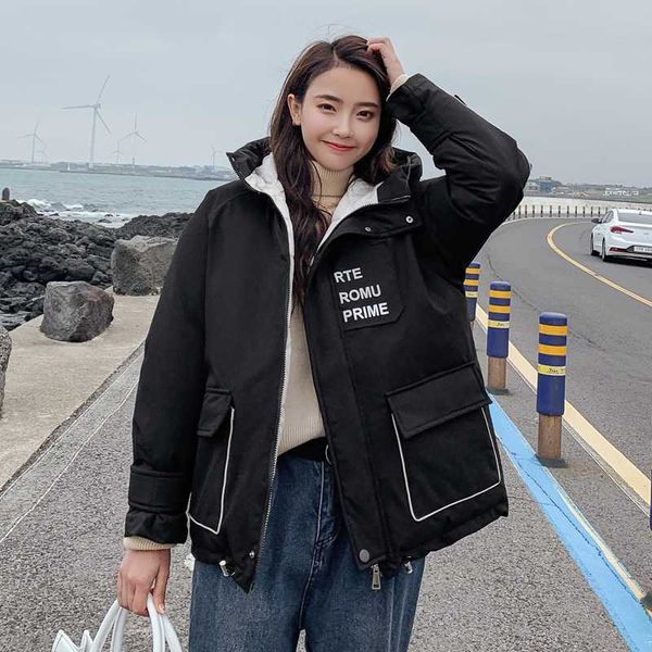 2020 new arrival korean style winter parkas women letter printed hooded coats with big pockets thick outwear female warm coats, Black
2020 new arrival korean style winter parkas women letter printed hooded coats with big pockets thick outwear female warm coats, Black