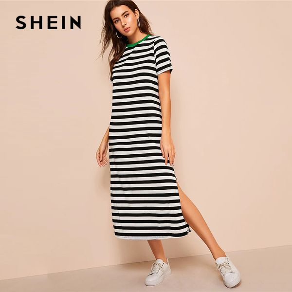shein split side striped ringer tunic dress women casual black and white shift tunic short sleeve slit 2019 summer dresses, Black;gray
shein split side striped ringer tunic dress women casual black and white shift tunic short sleeve slit 2019 summer dresses, Black;gray