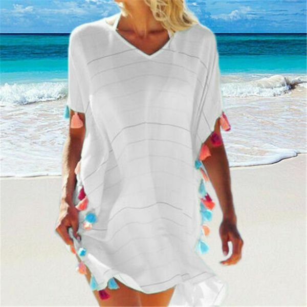 new women summer casual striped bikini cover up tassel loose swimwear short sleeve beach dress female holiday cover-ups femme
new women summer casual striped bikini cover up tassel loose swimwear short sleeve beach dress female holiday cover-ups femme