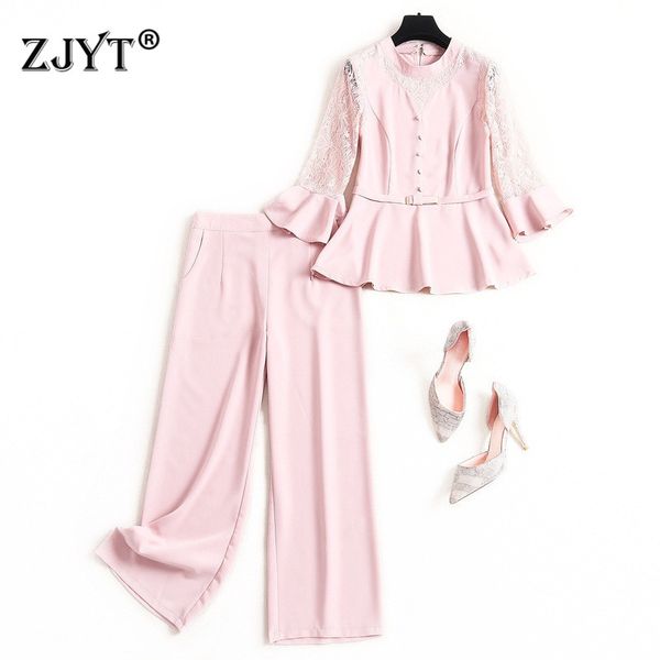 2020 new spring lady office pants 2piece set elegant designer flare sleeve lace patchwork and pants suit matching set, White
2020 new spring lady office pants 2piece set elegant designer flare sleeve lace patchwork and pants suit matching set, White