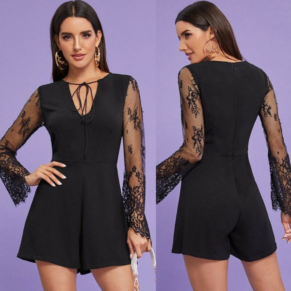 new style women playsuits v neck lace zipper long sleeve bodycon slim romper lace bandage patchwork fashion 2019, Black;white
new style women playsuits v neck lace zipper long sleeve bodycon slim romper lace bandage patchwork fashion 2019, Black;white