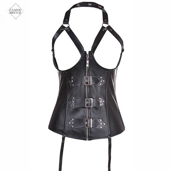 bustier zipper rivets and buckles decorated nylon waist trainer waist cincher halterneck cupless leather corset 820, Black;white
bustier zipper rivets and buckles decorated nylon waist trainer waist cincher halterneck cupless leather corset 820, Black;white