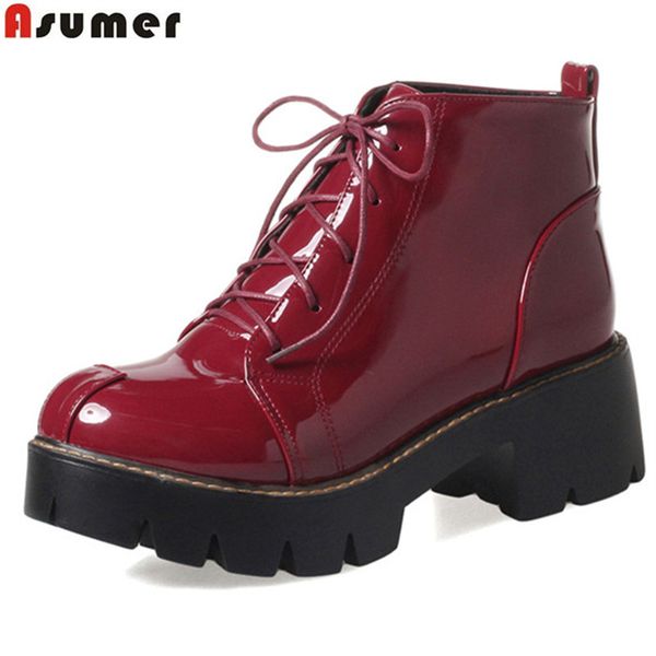 asumer fashion lace up black wine red women boots simple platform ankle boots round toe autumn winter big size 34-43
asumer fashion lace up black wine red women boots simple platform ankle boots round toe autumn winter big size 34-43