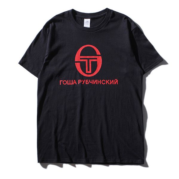 gosha Letter Printed T Shirt Men Fashion Summer Short Sleeved O Neck Black Shirts Tops Tee