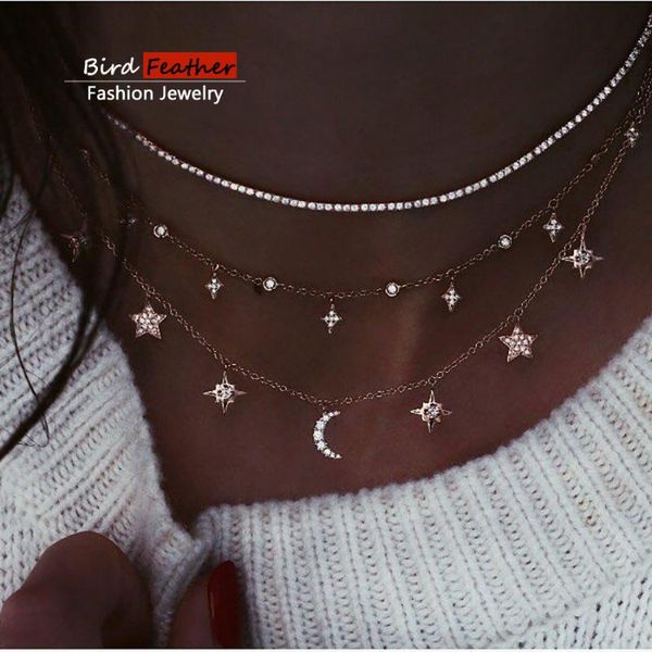 gold color choker necklace for women 3 layers full stars moons pendant chain necklaces & pendants velvet chokers fashion jewelry, Golden;silver
gold color choker necklace for women 3 layers full stars moons pendant chain necklaces & pendants velvet chokers fashion jewelry, Golden;silver