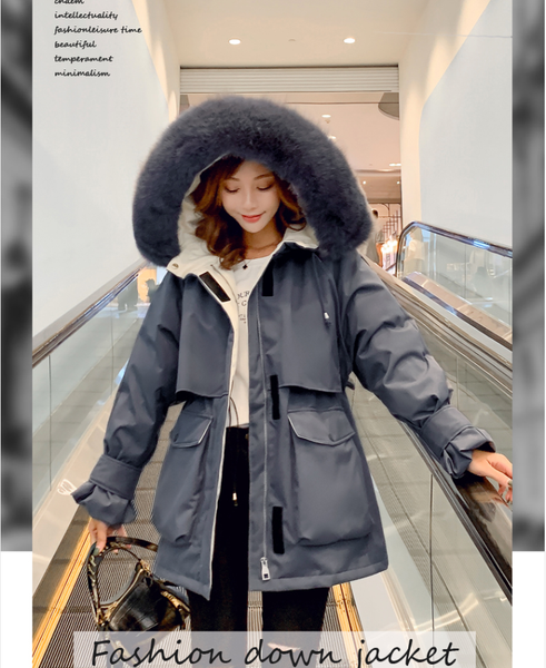 down jacket women's 2019 new mid long large wool collar korean waist fashion warm coat, Black
down jacket women's 2019 new mid long large wool collar korean waist fashion warm coat, Black