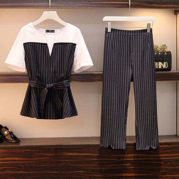 summer new striped two piece set woman suit fashion year-old female costume conjunto feminino ensemble femme survetement, White
summer new striped two piece set woman suit fashion year-old female costume conjunto feminino ensemble femme survetement, White