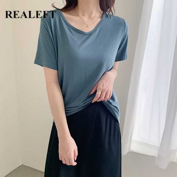 realeft 2020 new summer modal women's casual shirt elegant korean style short sleeve v neck loose basic t-shirts female, White
realeft 2020 new summer modal women's casual shirt elegant korean style short sleeve v neck loose basic t-shirts female, White