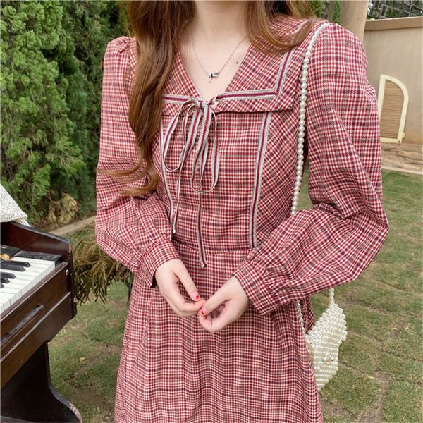 casual dresses hzirip 2021 korean chic plaid vintage sailor collar sweet girls retro high waist geometric a-line slim long vestidos, Black;gray
casual dresses hzirip 2021 korean chic plaid vintage sailor collar sweet girls retro high waist geometric a-line slim long vestidos, Black;gray
