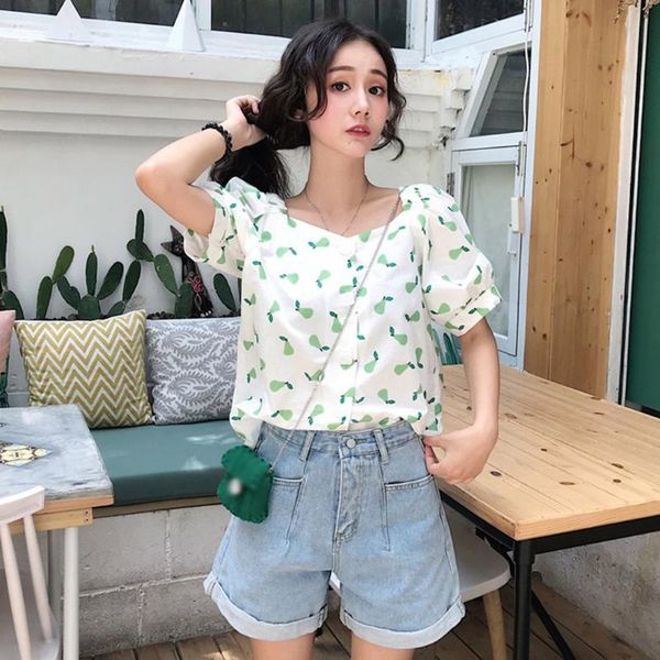 2020 women summer shirts lovely casual loose fruit print shirt female sweet women's korean white blouse#a3
2020 women summer shirts lovely casual loose fruit print shirt female sweet women's korean white blouse#a3