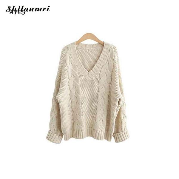england style female sweaters 2019 fashion solid twist knitted pullovers women casual cross loose pullovers vintage sueter mujer, White;black
england style female sweaters 2019 fashion solid twist knitted pullovers women casual cross loose pullovers vintage sueter mujer, White;black