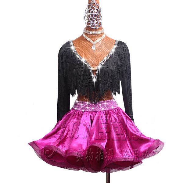 new latin dance wear kids costume girls 2pcs black tassel dance pink skirt chacha children dancing clothes bl1994, Black;red
new latin dance wear kids costume girls 2pcs black tassel dance pink skirt chacha children dancing clothes bl1994, Black;red