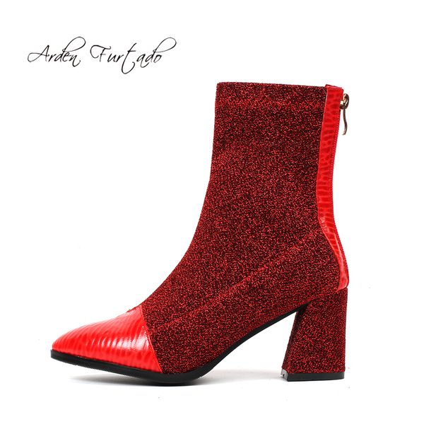 spring and autumn 2019 fashion women's shoes pointed toe chunky heels red zipper women's party shoes boots short boots, Black
spring and autumn 2019 fashion women's shoes pointed toe chunky heels red zipper women's party shoes boots short boots, Black