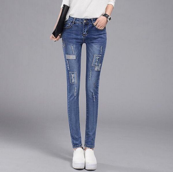 ripped vintage skinny jeans for women spring summer high waist jeans woman female distressed slim patchwork denim pants, Blue
ripped vintage skinny jeans for women spring summer high waist jeans woman female distressed slim patchwork denim pants, Blue
