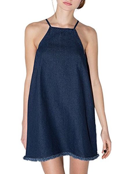 qqw женщины summer beach cowboy denim короткий топ платье кв.кв, Black;gray