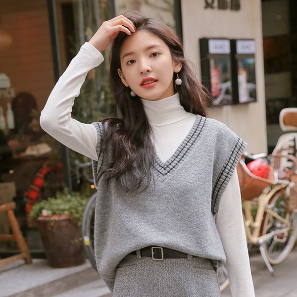 2019 spring casual women sweaters japanese knit vest pull femme pullover women fashion cashmere sweater korean version, White;black
2019 spring casual women sweaters japanese knit vest pull femme pullover women fashion cashmere sweater korean version, White;black