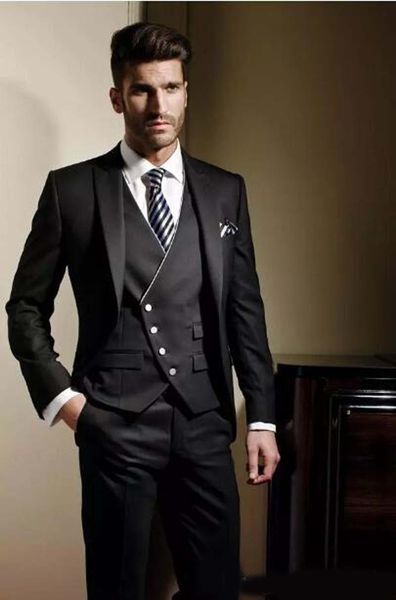 custom made groom tuxedos formal suit wedding suit for men groomsman men suits jacket+pants+tie+vest classic fit bridegroom suit, Black;gray 
custom made groom tuxedos formal suit wedding suit for men groomsman men suits jacket+pants+tie+vest classic fit bridegroom suit, Black;gray
