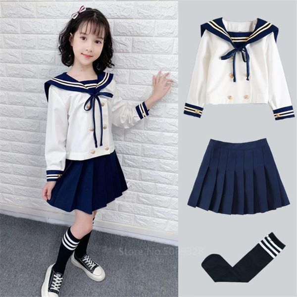 girl japanese korean student school uniforms kids jk sailor dress kawaii sweet pleated skirt long sleeve suit orthodox navy top, White
girl japanese korean student school uniforms kids jk sailor dress kawaii sweet pleated skirt long sleeve suit orthodox navy top, White