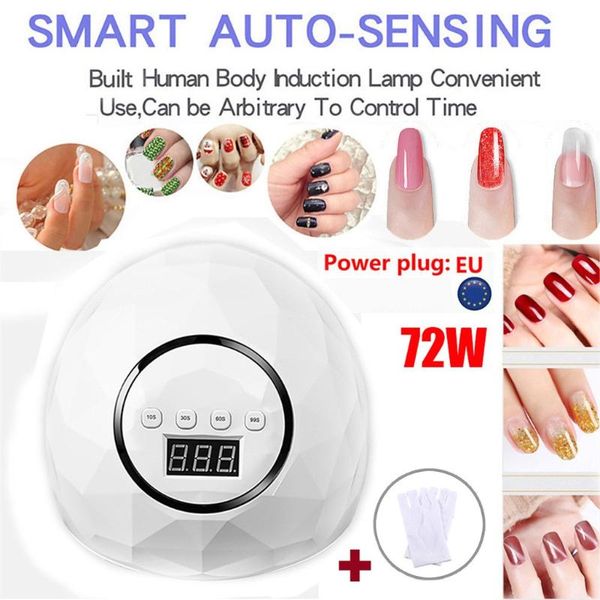 nail dryers eu plug 72w led uv gel curing lamp light polish dryer art machine for manicure drying
nail dryers eu plug 72w led uv gel curing lamp light polish dryer art machine for manicure drying