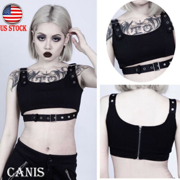 women rock style bandage sleeveless blouse tank vest casual short crop shirt, White
women rock style bandage sleeveless blouse tank vest casual short crop shirt, White