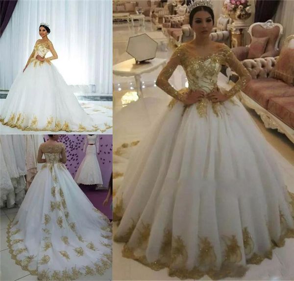 gorgeous ball gown wedding dresses 2019 off shoulder gold appliques beaded tulle saudi arabic wedding dresses plus size bridal gowns, White
gorgeous ball gown wedding dresses 2019 off shoulder gold appliques beaded tulle saudi arabic wedding dresses plus size bridal gowns, White