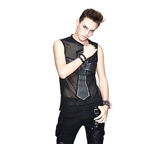 2019 men' gothic steampunk vests see through mesh cross printed vest black sleeveless summer with hat, White;black
2019 men' gothic steampunk vests see through mesh cross printed vest black sleeveless summer with hat, White;black