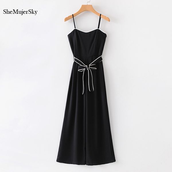 shemujersky black long jumpsuit spaghetti strap with belt wide leg rompers womens backless jumpsuits, Black;white
shemujersky black long jumpsuit spaghetti strap with belt wide leg rompers womens backless jumpsuits, Black;white