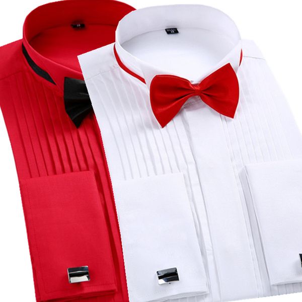 men's french cuff tuxedo shirt solid color wing tip collar shirt men long sleeve dress shirts formal wedding bridegroom, White;black
men's french cuff tuxedo shirt solid color wing tip collar shirt men long sleeve dress shirts formal wedding bridegroom, White;black