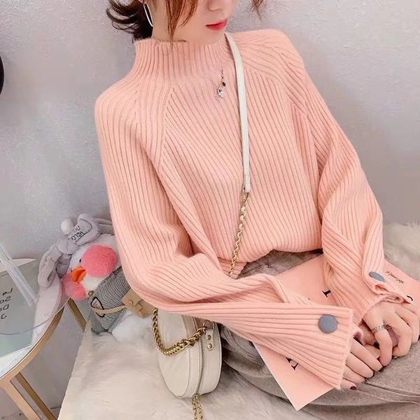 women's sweaters 2021 winter loose solid color pullover sweater bottoming shirt, White;black
women's sweaters 2021 winter loose solid color pullover sweater bottoming shirt, White;black