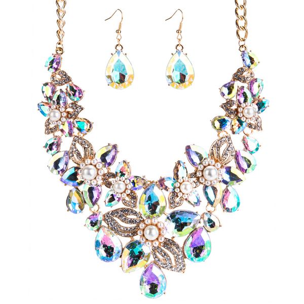 new design necklace earrings sets for girls lady exaggerated flower imitation pearl water drop gold fashion women wedding jewelry suit blue, Silver
new design necklace earrings sets for girls lady exaggerated flower imitation pearl water drop gold fashion women wedding jewelry suit blue, Silver