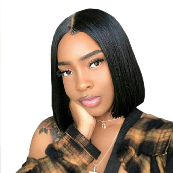 short bob lace front human hair wigs 130% density brazilian straight hair wigs pre plucked natural hairline remy hair, Black
short bob lace front human hair wigs 130% density brazilian straight hair wigs pre plucked natural hairline remy hair, Black